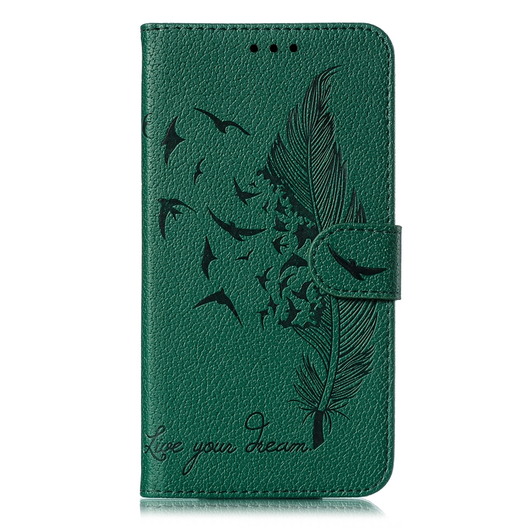 

Feather Pattern Litchi Texture Horizontal Flip Leather Case with Wallet & Holder & Card Slots For Huawei Mate 30 Pro(Green)
