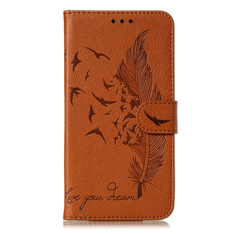 

Feather Pattern Litchi Texture Horizontal Flip Leather Case with Wallet & Holder & Card Slots For Xiaomi Redmi Note 8 Pro(Brown)