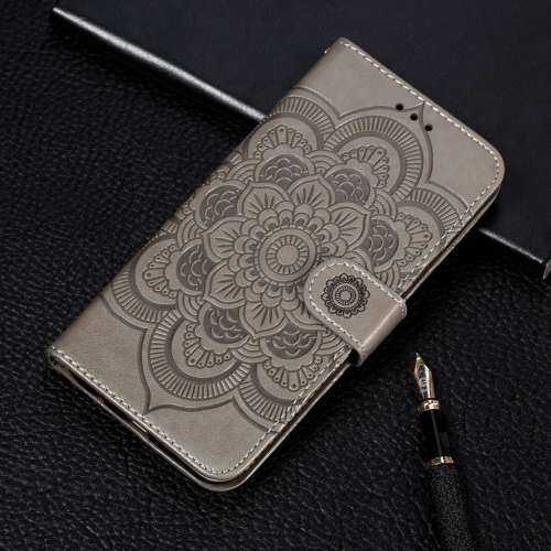 

For Huawei Mate 30 Pro，Mandala Embossing Pattern Horizontal Flip Leather Case , with Holder & Card Slots & Wallet & Photo Frame & Lanyard(Gray)