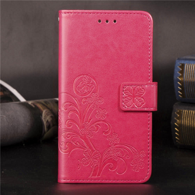 

For Galaxy A90 5G Lucky Clover Pressed Flowers Pattern Leather Case with Holder & Card Slots & Wallet & Hand Strap(Rose)