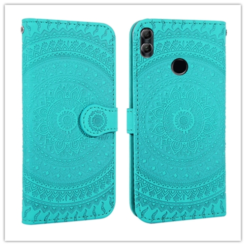 

For Huawei Enjoy 9s Pressed Printing Pattern Horizontal Flip PU Leather Case with Holder & Card Slots & Wallet && Lanyard(Grass Green)