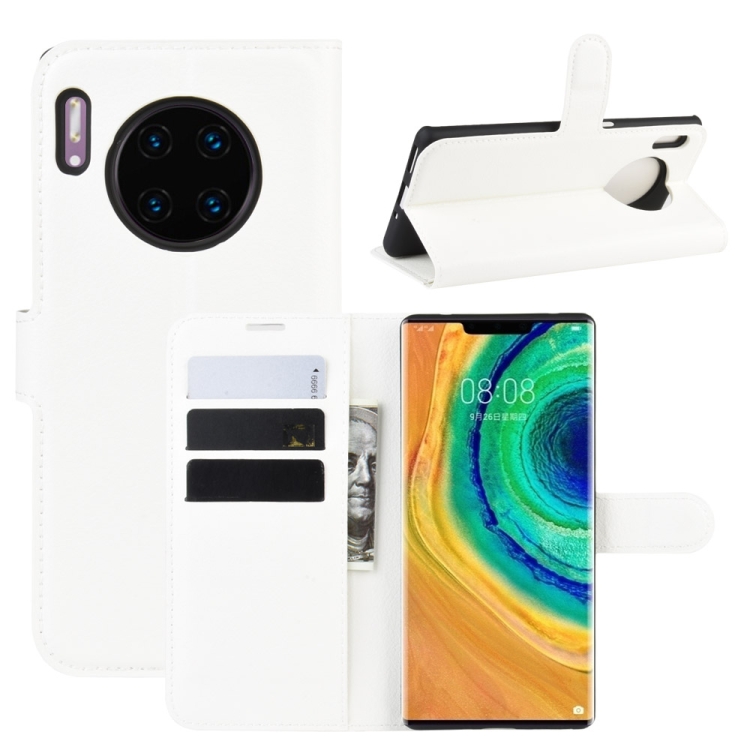 

For Huawei Mate 30 Pro Litchi Texture Horizontal Flip Leather Case with Wallet & Holder & Card Slots(White)