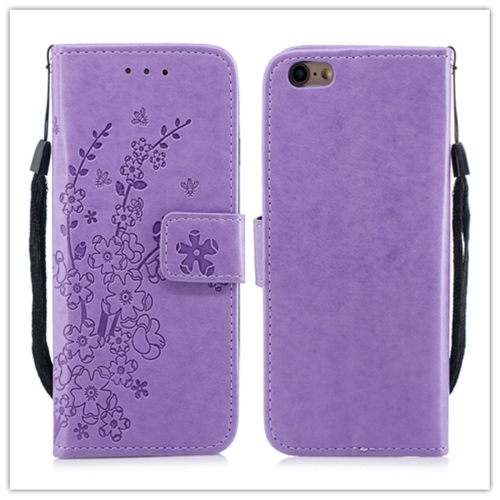 

For iPhone 6 / 6S Plum blossom Pattern Leather Case with Holder & Card Slots(Plum Purple)