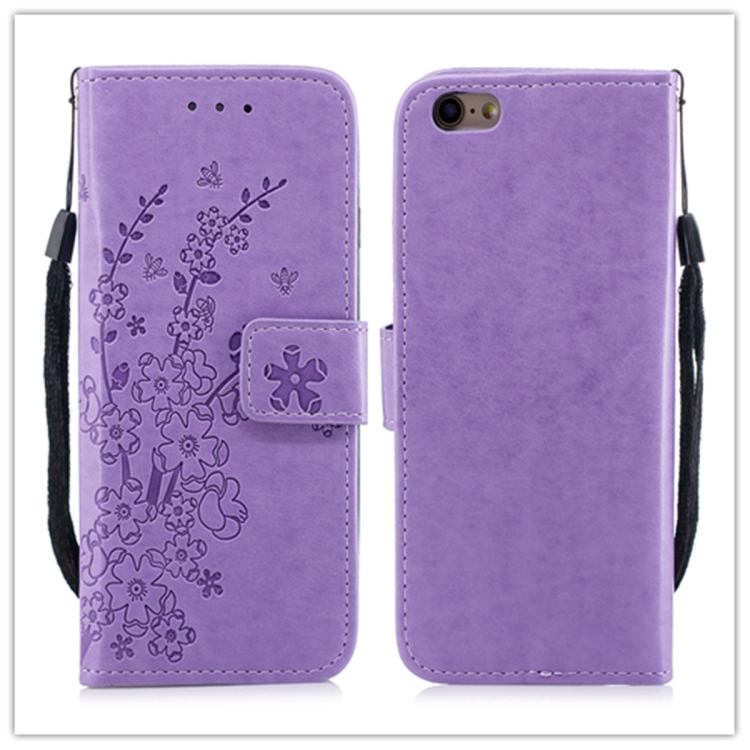 

For iPhone 8 / 7 Plum blossom Pattern Leather Case with Holder & Card Slots(Plum Purple)