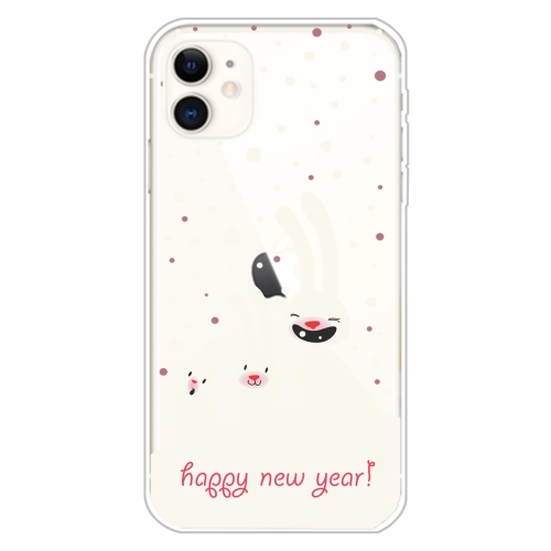 Sunsky For Iphone 11 Trendy Cute Christmas Patterned Case Clear Tpu Cover Phone Cases Three White Rabbits
