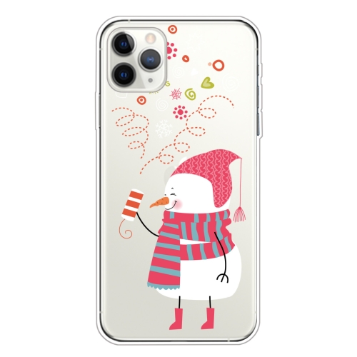 

For iPhone 11 Pro Max Trendy Cute Christmas Patterned Case Clear TPU Cover Phone Cases(Fireworks and Snowmen)