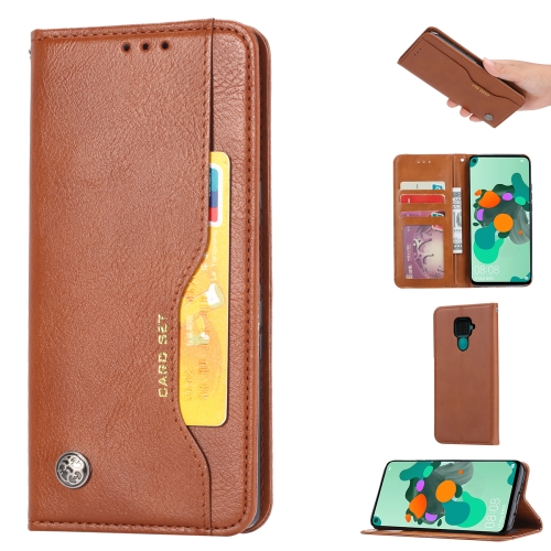 

For Huawei Nova 5i Pro / Mate 30 Lite Knead Skin Texture Horizontal Flip Leather Case with Photo Frame & Holder & Card Slots & Wallet(Brown)