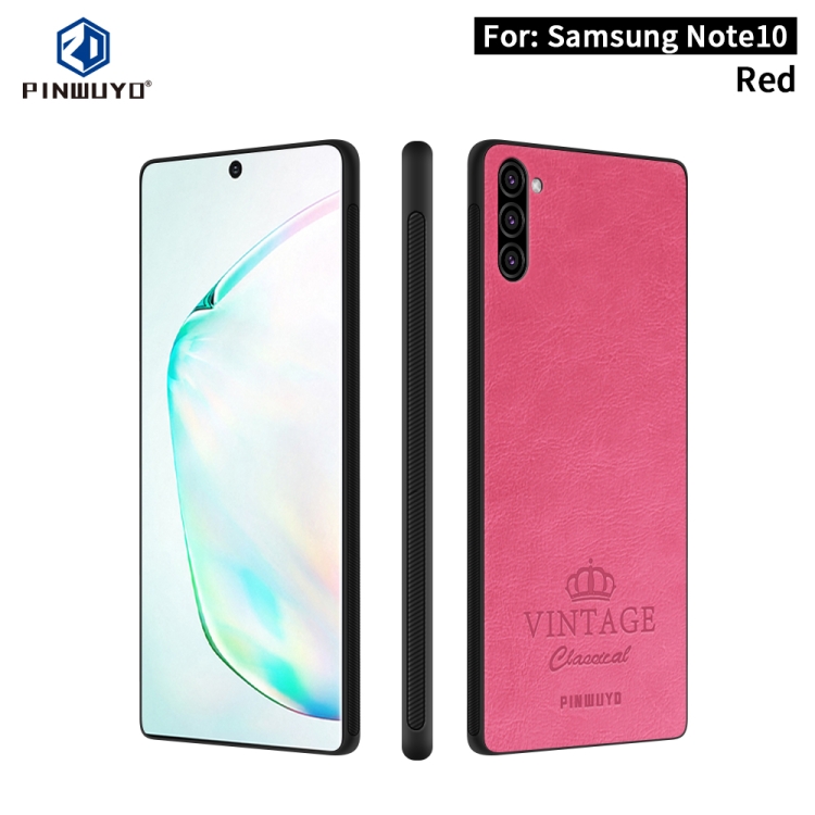 

For Galaxy Note10 PINWUYO Pin Rui Series Classical Leather, PC + TPU + PU Leather Waterproof And Anti-fall All-inclusive Protective Shell(Red)