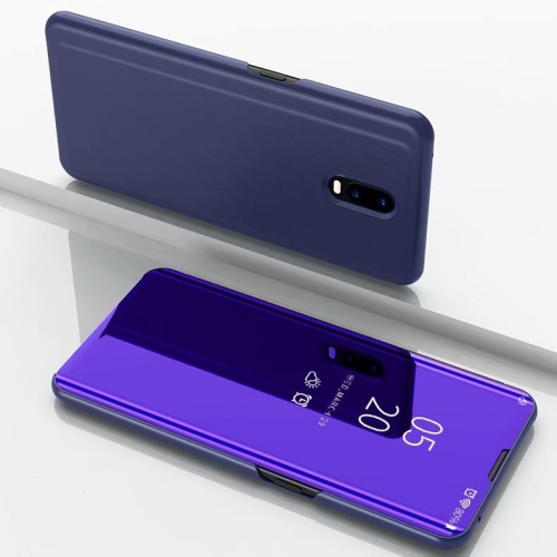 

For OnePlus 7 Plating Mirror Horizontal Flip Leather with Bracket Holster(Purple Blue)