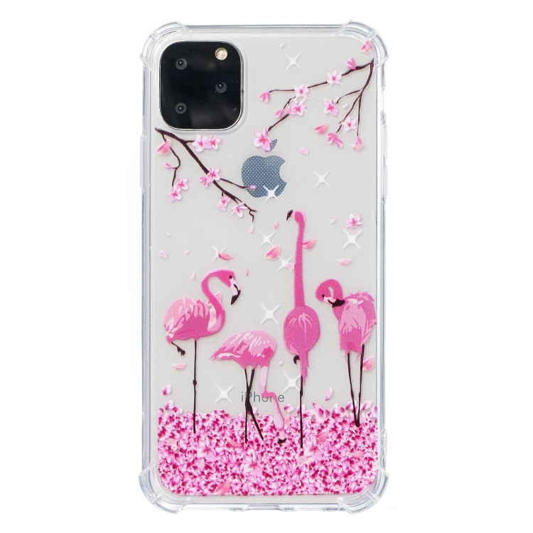 

For iPhone 11 Pro Max Anti-Drop Pattern TPU Phone Case(Cherry Blossom Flamingo)