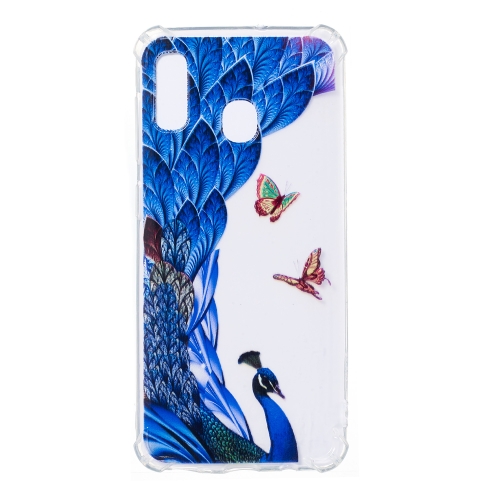 

For Galaxy A20 / A30 Anti-Drop Pattern TPU Phone Case(Peacock)