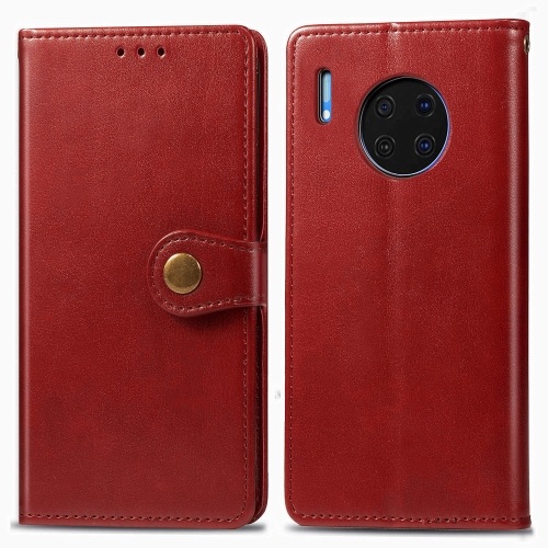 

For Huawei Mate 30 Hat-Prince Litchi Texture Horizontal Flip Leather Case with Card Slots Red