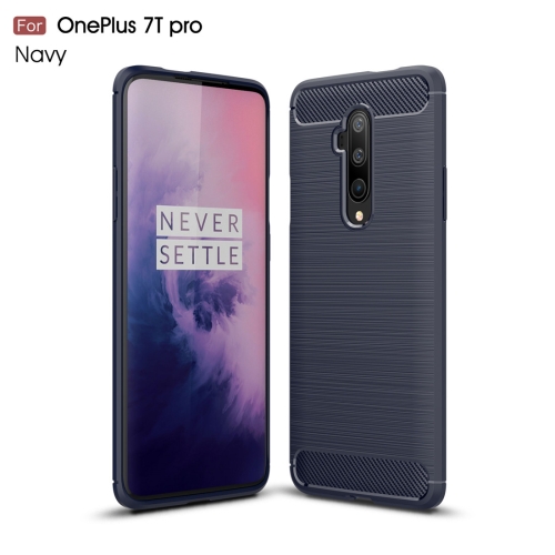 

For Oneplus 7T Pro Brushed Texture Carbon Fiber TPU Case(Navy Blue)