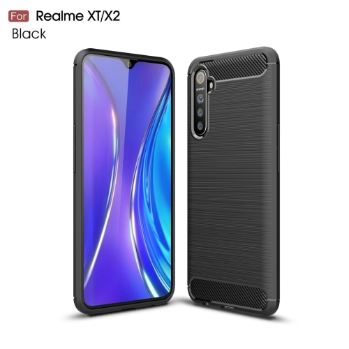 

For Realme XT Brushed Texture Carbon Fiber TPU Case(Black)