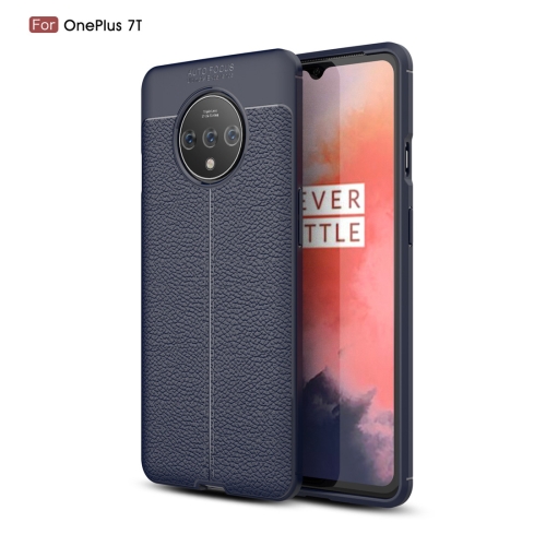 

For Oneplus 7T Litchi Texture TPU Shockproof Case(Navy Blue)