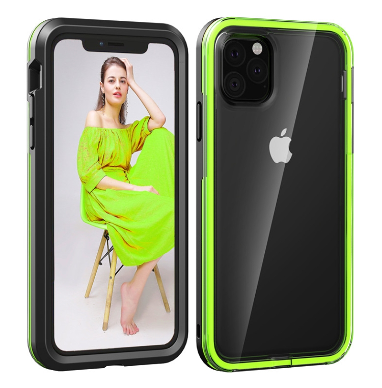 

For iPhone 11 Pro 2 in 1 TPU+PC Solid Color Combination Drop(Black+Green)