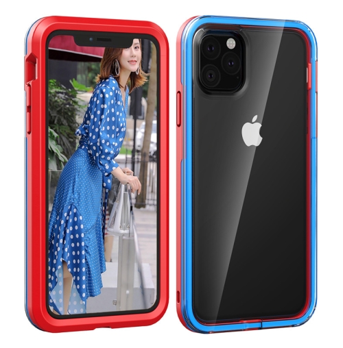 

For iPhone 11 Pro 2 in 1 TPU+PC Solid Color Combination Drop(Red+Blue)
