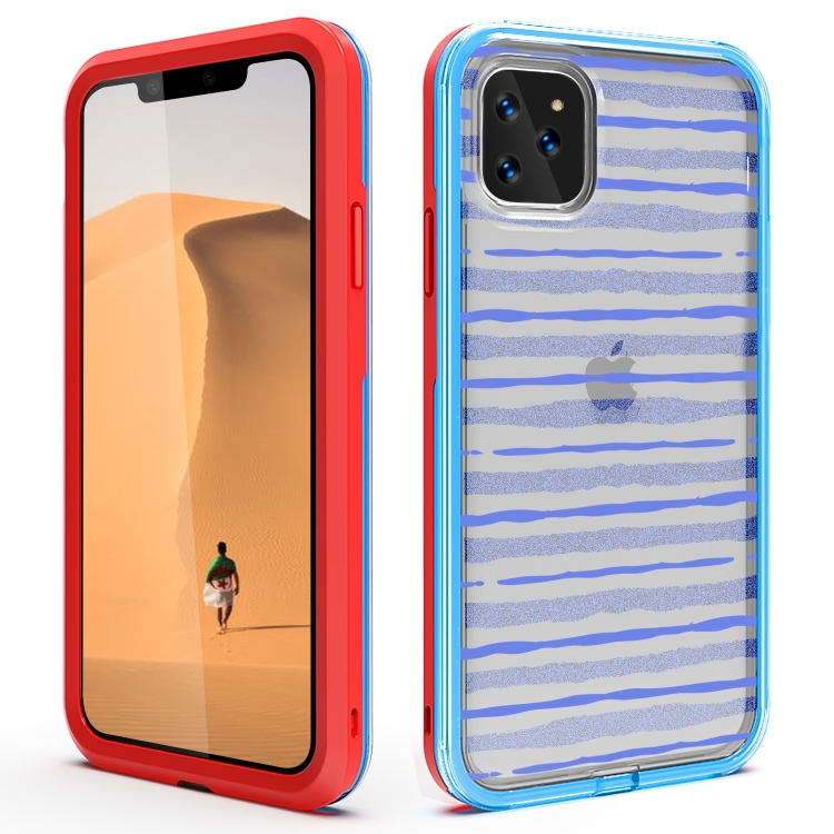 

For iPhone 11 Pro Max 2 in 1 TPU+PC Solid Color Combination Drop(Red+Blue)