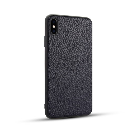 

For iPhone XS Litchi Pattern Leather Anti-falling TPU Mobile Phone Shell Protective Case(Deep Blue)