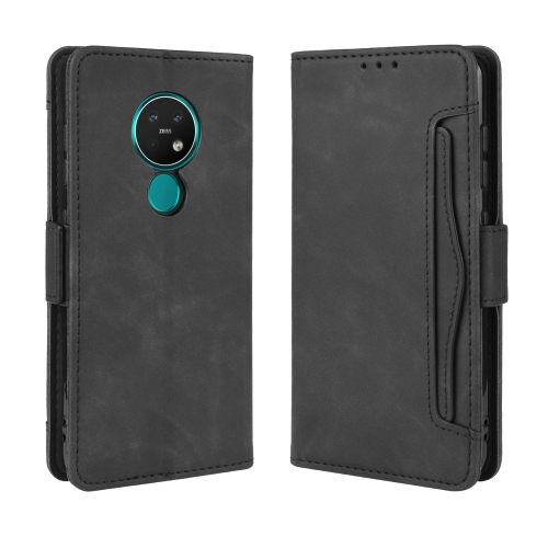 

For Nokia 7.2 / 6.2 Wallet Style Skin Feel Calf Pattern Leather Case ，with Separate Card Slot(Black)