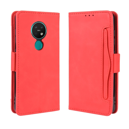 

For Nokia 7.2 / 6.2 Wallet Style Skin Feel Calf Pattern Leather Case ，with Separate Card Slot(Red)