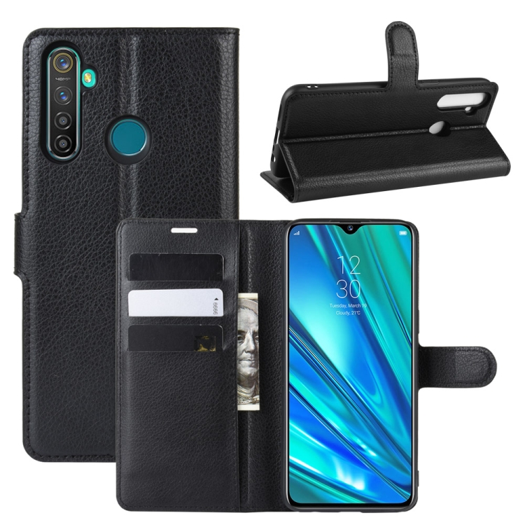 

For OPPO Realme 5 Pro / Realme Q Litchi Texture Horizontal Flip Leather Case with Wallet & Holder & Card Slots(Black)