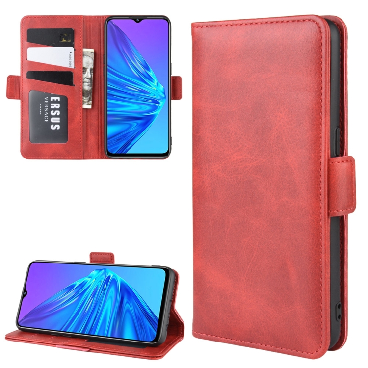 

For OPPO Realme 5 Wallet Stand Leather Cell Phone Case with Wallet & Holder & Card Slots(Red)