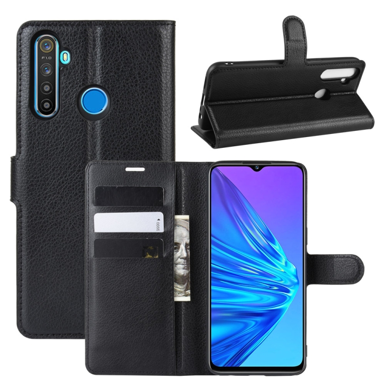 

For OPPO Realme 5 Litchi Texture Horizontal Flip Leather Case with Wallet & Holder & Card Slots(Black)
