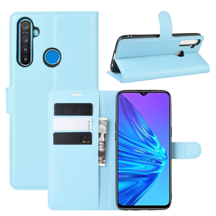 

For OPPO Realme 5 Litchi Texture Horizontal Flip Leather Case with Wallet & Holder & Card Slots(Blue)