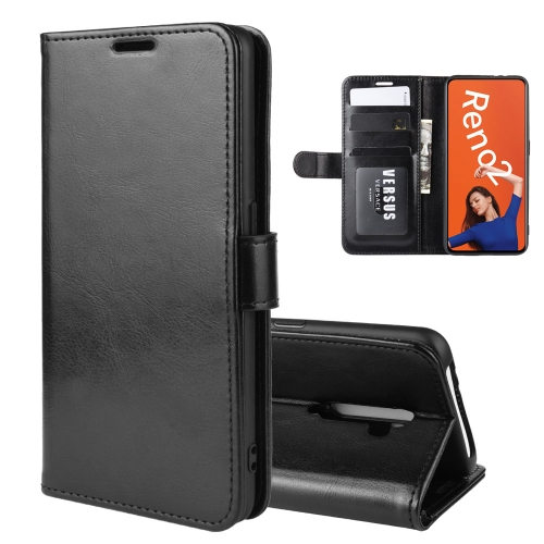 

For OPPO RENO2 R64 Texture Single Fold Horizontal Flip Leather Case with Holder & Card Slots & Wallet(Black)