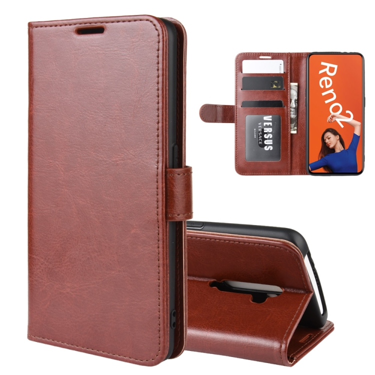 

For OPPO RENO2 R64 Texture Single Fold Horizontal Flip Leather Case with Holder & Card Slots & Wallet(Brown)
