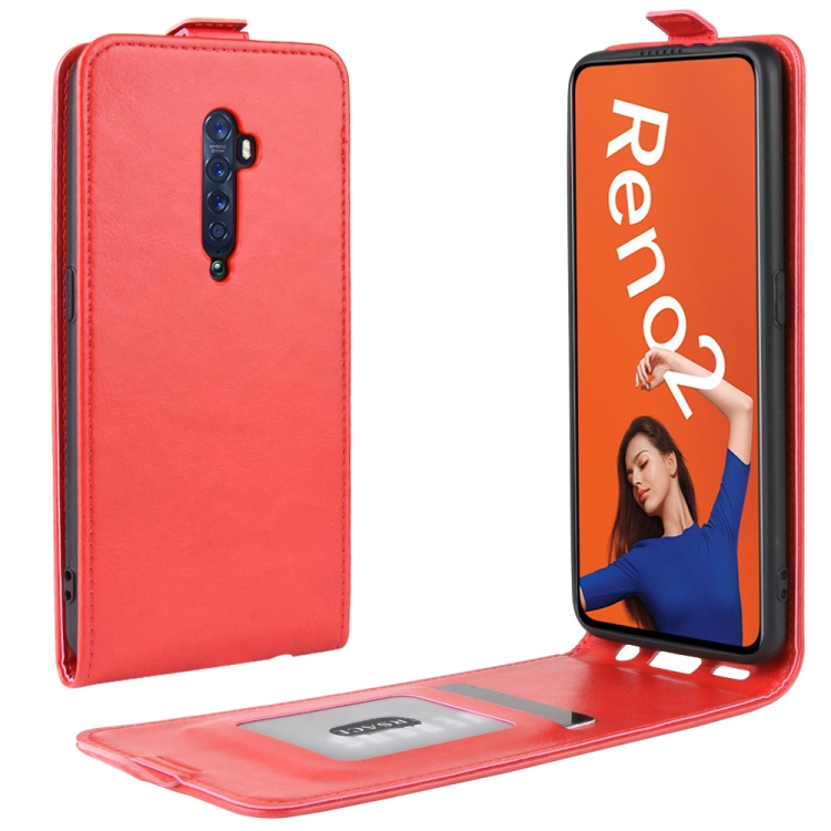 

For OPPO RENO2 Crazy Horse Vertical Flip Leather Protective Case(Red)