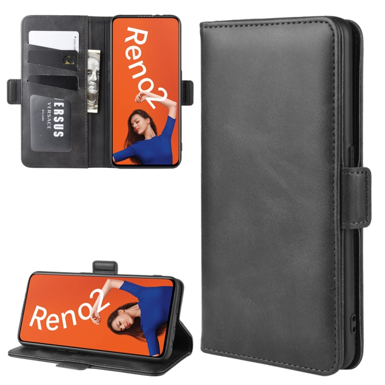 

For OPPO RENO2 Wallet Stand Leather Cell Phone Case with Wallet & Holder & Card Slots(Black)