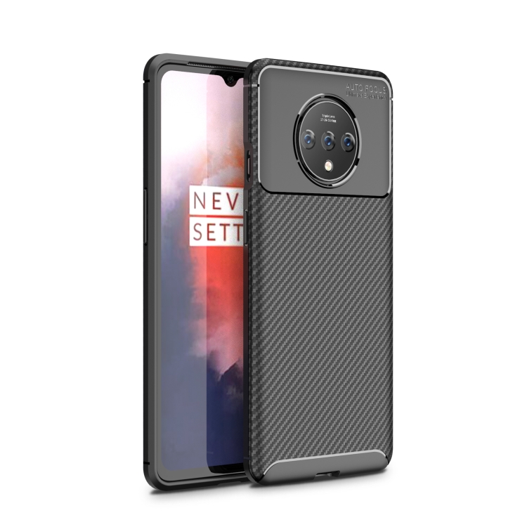 

For One Plus 7T Carbon Fiber Texture Shockproof TPU Case(Black)