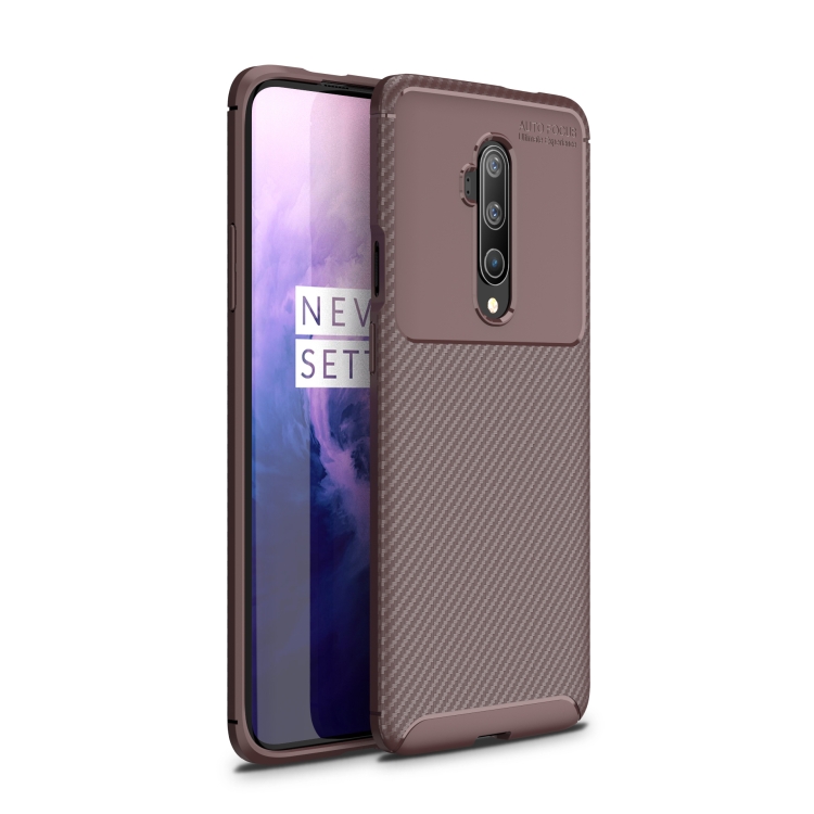 

For One Plus 7T Pro Carbon Fiber Texture Shockproof TPU Case(Brown)