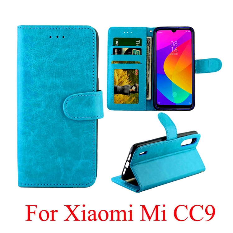 

For Xiaomi MI CC9 Crazy Horse Texture Horizontal Flip Leather Case with Holder & Card Slots & Wallet & Photo Frame(Baby Blue)