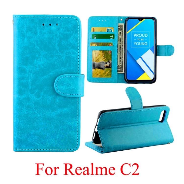 

For OPPO Realme C2 Crazy Horse Texture Horizontal Flip Leather Case with Holder & Card Slots & Wallet & Photo Frame(Baby Blue)