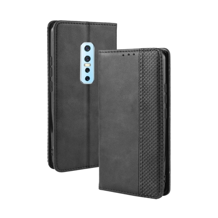 

For Vivo V17 Pro Magnetic Buckle Retro Crazy Horse Texture Horizontal Flip Leather Case with Holder & Card Slots & Photo Frame(Black)
