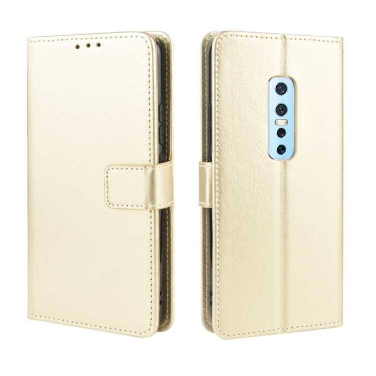

For Vivo V17 Pro Retro Crazy Horse Texture Horizontal Flip Leather Case , with Holder & Card Slots & Photo Frame(Gold)