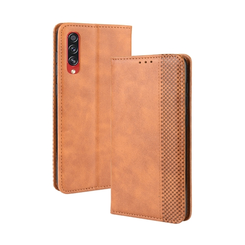 

For Samsung Galaxy A90 5G Magnetic Buckle Retro Crazy Horse Texture Horizontal Flip Leather Case with Holder & Card Slots & Photo Frame(Brown)