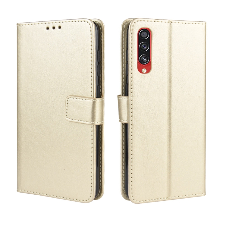 

For Galaxy A90 5G Retro Crazy Horse Texture Horizontal Flip Leather Case with Holder & Card Slots & Photo Frame(Gold)