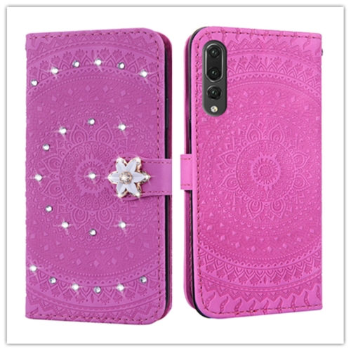 

For Huawei P20 Pro Pressed Printing Sticking drill Pattern Horizontal Flip PU Leather Case with Holder & Card Slots & Wallet && Lanyard(Violet)