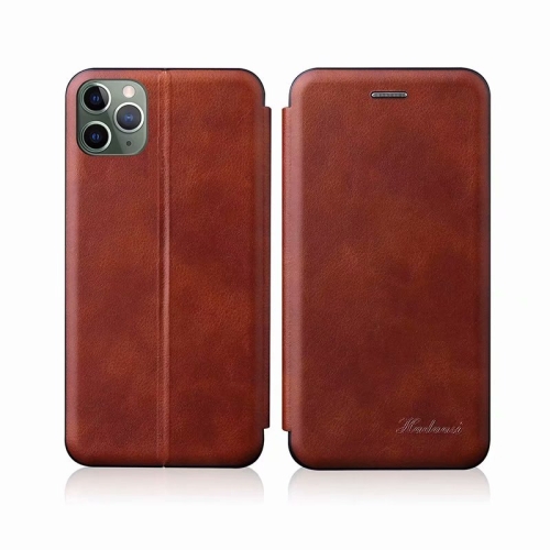 

For iPhone 11 Pro TPU+PU Integrated Voltage Magnetic Card Holder Retro Leather Case(Brown)