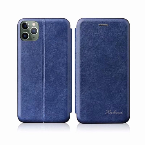 

For iPhone 11 Pro Max TPU+PU Integrated Voltage Magnetic Card Holder Retro Leather Case(Blue)