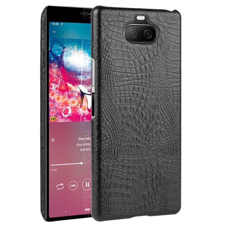 

For Sony Xperia 8 Shockproof Crocodile Texture PC + PU Case(Black)