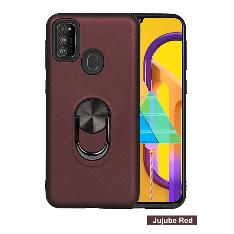 

For Galaxy M30s， 360 Rotary Multifunctional Stent PC+TPU Case with Magnetic Invisible Holder(Jujube Red)