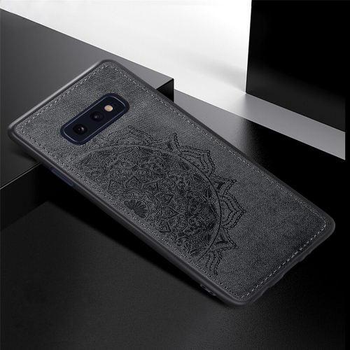 

For Galaxy S10e Embossed Mandala Pattern PC + TPU + Fabric Phone Case with Lanyard & Magnetic(Black)