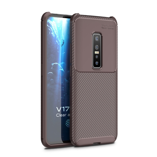 

For Vivo v17 pro Carbon Fiber Texture Shockproof TPU Case(Brown)
