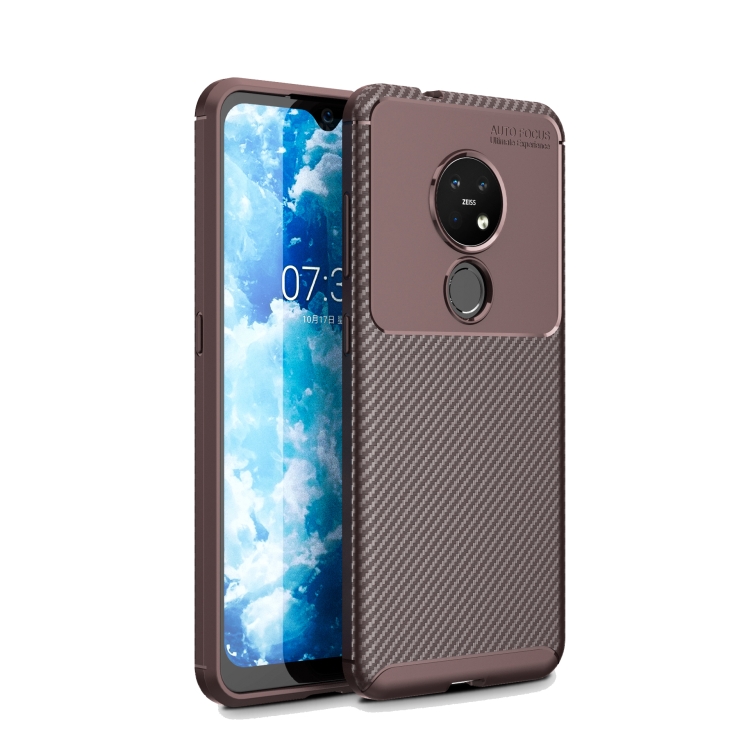 

For Nokia 7.2 Carbon Fiber Texture Shockproof TPU Case(Brown)