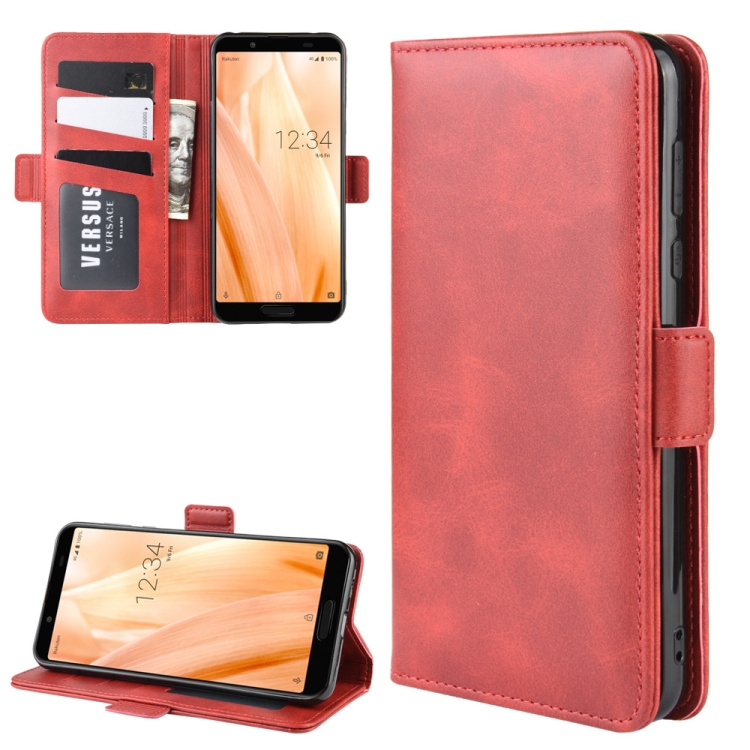 

For Sharp Aquos Sense3 Lite Wallet Stand Leather Cell Phone Case with Wallet & Holder & Card Slots(Red)